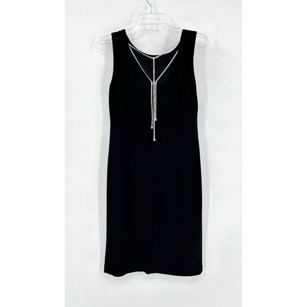 JOSEPH RIBKOFF dress sheath black lbd 10 jewel chain formal cocktail party - Picture 10 of 16